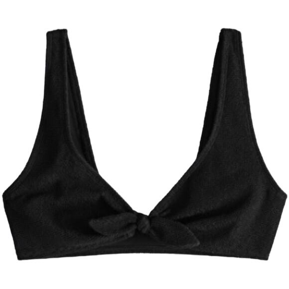 & Other Stories Black Knot Tie Crepe Triangle Bikini Top 4 NWT - Picture 8 of 8